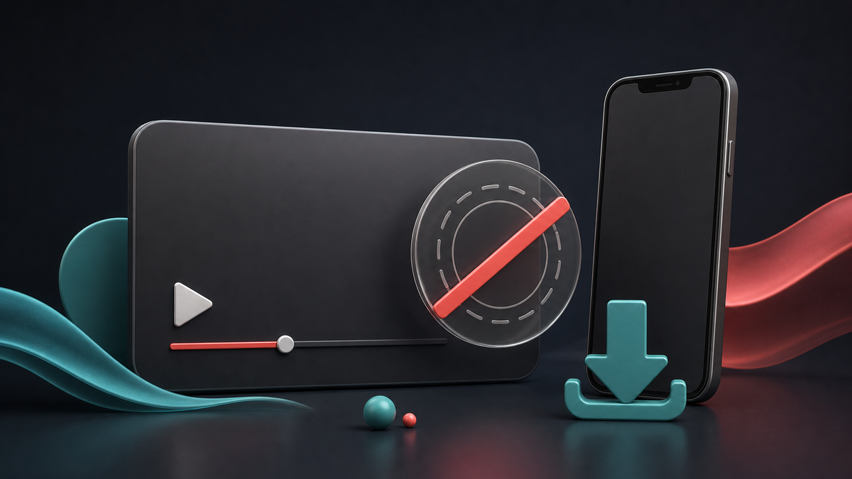 Ilustración de descarga limpia de MP4 de TikTok sin marca de agua añadida
