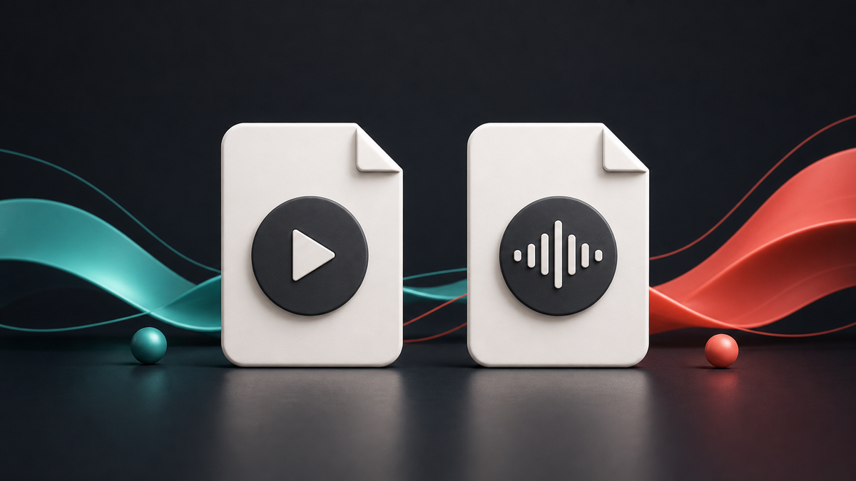 Ilustración comparativa de formatos TikTok MP4 versus MP3